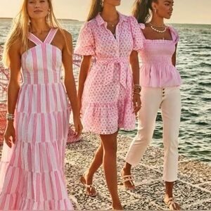 Lilly Pulitzer Pink and White Striped JENETTE seersucker Dress size 6